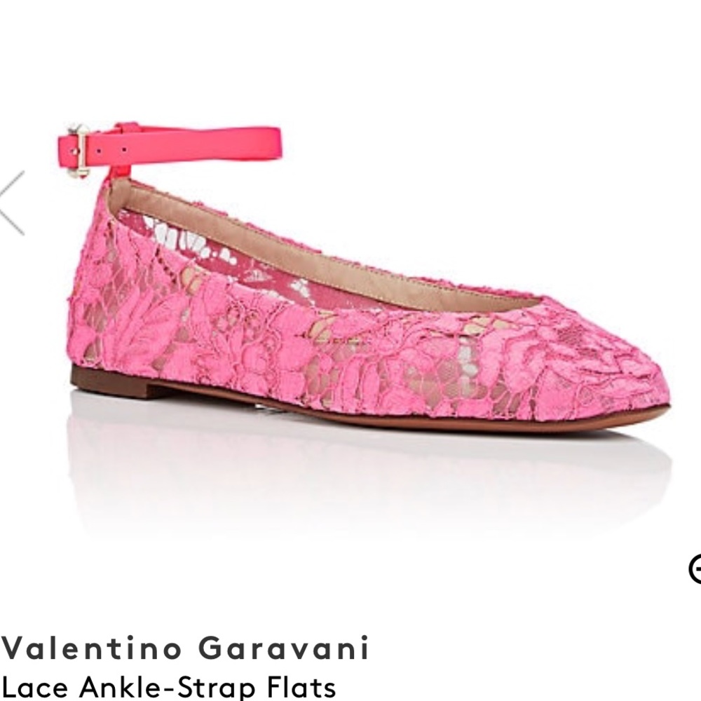 NIB Valentino Lace Ankle-Strap Flats in pink